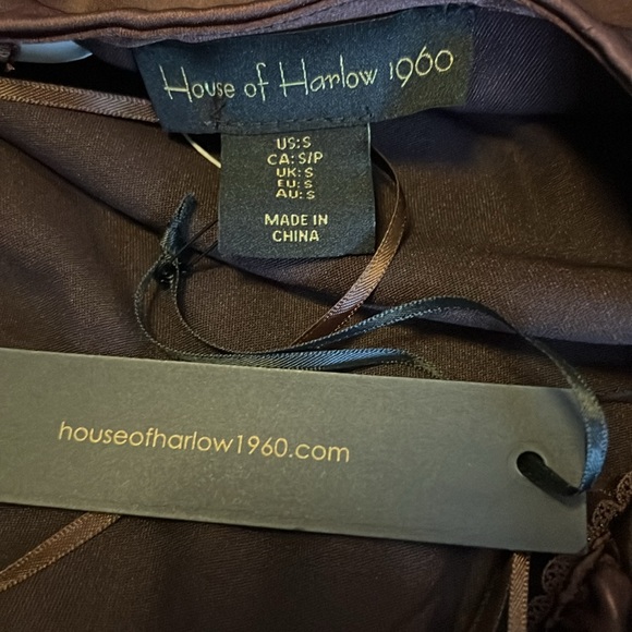 NWT HOUSE OF HARLOW 1960 Satin effect BROWN BURGUNDY DRESS. Sz S - Picture 8 of 16